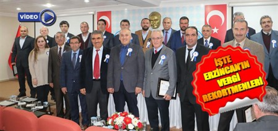 Erzincan da Vergi Rekortmenleri Teşekkür Belgelerini Aldılar